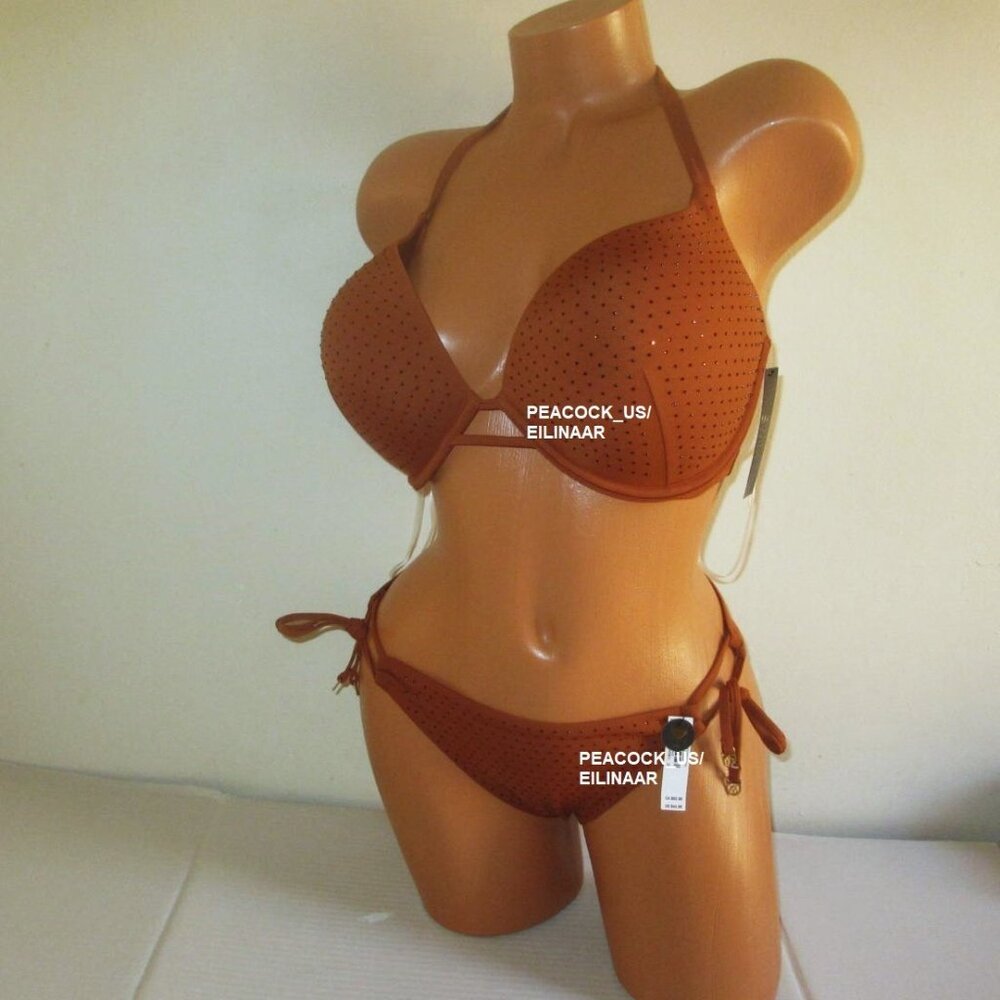 36DD/L VICTORIA SECRET Bombshell Push Up Top Bikini Set +2 Cup Diamante Bling